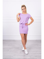 Viskózové šaty s krátkými rukávy do pasu fialové