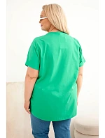 Dámská bavlněná halenka Plus Size s model 22185743 zelená - K-Fashion