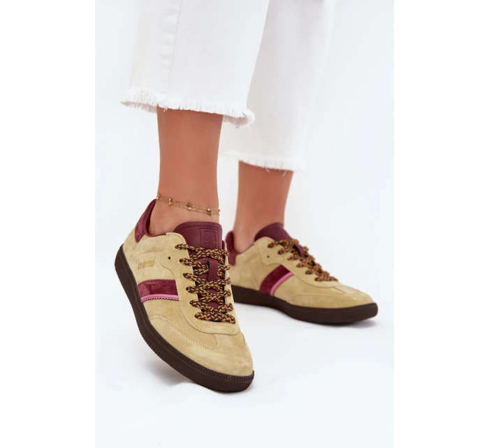 Zamszowe Niskie Sneakersy Damskie Big Star SS274680 HI-POLY SYSTEM Limonkowe