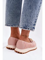 Slip On tenisky se zlatým detailem model 22125447 růžové - Goe