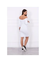 Dámské mini vroubkované šaty 8974 Bílá - K-Fashion