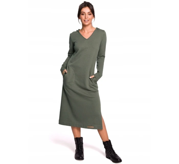 Dámske šaty B128 Khaki tmavozelená - BEwear Dámske šaty B128 Khaki tmavozelená - BEwear