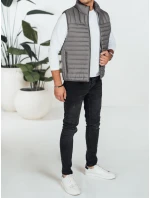 Pánska prešívaná tmavosivá vesta FashionStreet TX5081