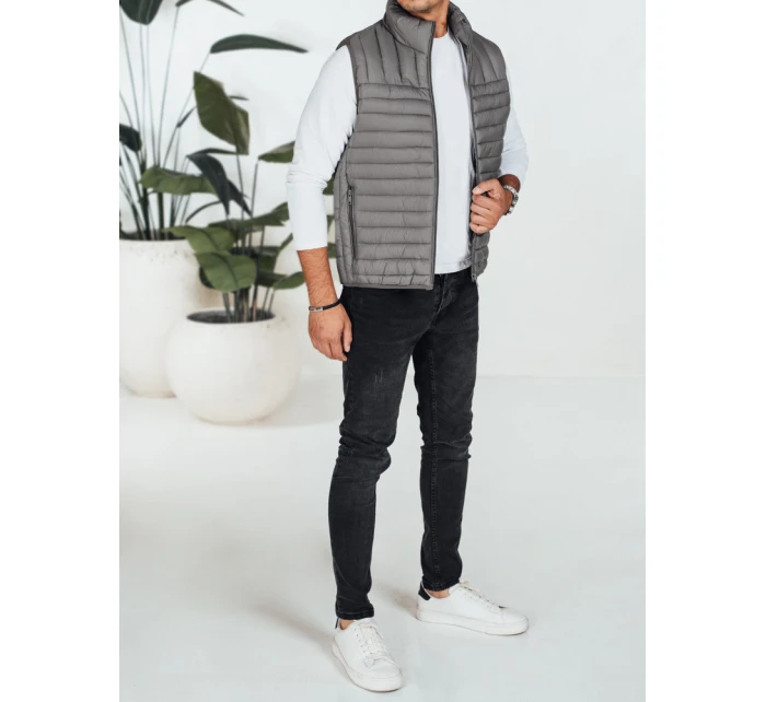 Pánska prešívaná tmavosivá vesta FashionStreet TX5081