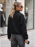 Dámska oversize prechodová bunda so stojáčikom, čierna, FashionStreet TY6090
