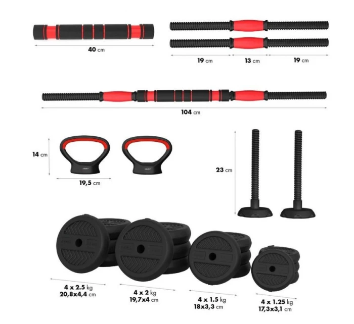 HMS SGN130 Sada závaží 6v1 (činka, činky a kettlebell) 30 kg