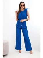 Dámský viskózový komplet s halenkou na zavazování a širokými kalhotami model 22025286 - K-Fashion