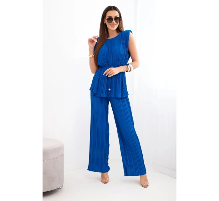 Dámský viskózový komplet s halenkou na zavazování a širokými kalhotami model 22025286 - K-Fashion