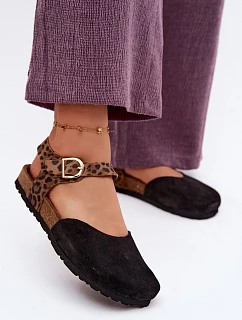 Kožené semišové dámské sandály s uzavřenými prsty Maciejka H7365-01 Černé