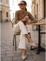 Dámske semišové baleríny so špicatou špičkou béžovej farby FashionStreet ZY1426