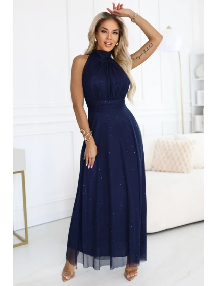 dlouhé šaty s  a střihem námořnická modř model 21418735 - numoco basic