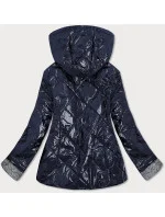 Tmavo modrá lesklá dámska prešívaná bunda (B9573)