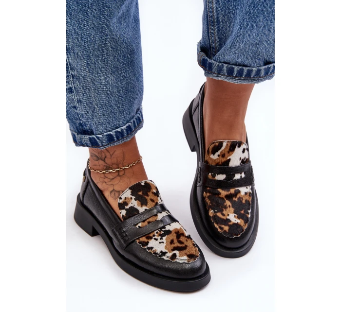 Skórzane Półbuty Mokasyny Damskie Maciejka 06250-01 Czarne