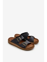 Lehké pohodlné pánské žabky s přezkami model 21665699 modré - Inblu