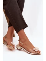 Průhledné sandály na nízkém podpatku s ozdobnými detaily D&A MR52-229 Zlaté