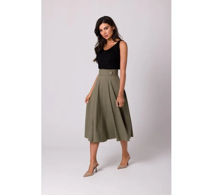 model 18407333 Sukně s vysokým pasem olivová - BeWear