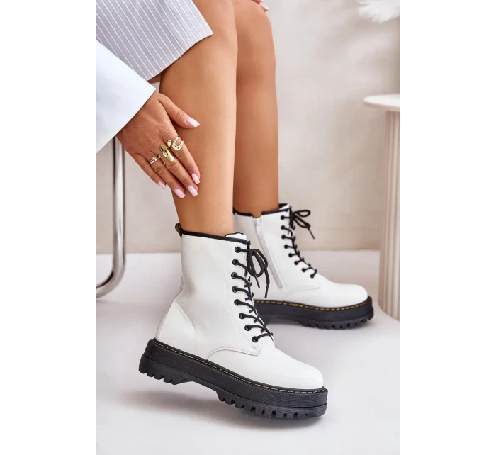 Zateplené členkové topánky z eko kože so zipsom White Naleli Zateplené členkové topánky z eko kože so zipsom White Naleli