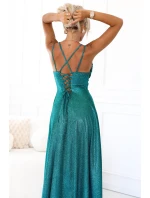 Dlhé šaty 589-3 zelené s trblietkami - Numoco Dlhé šaty 589-3 zelené s trblietkami - Numoco