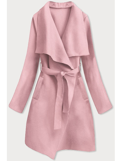 Anticky ružový dámsky minimalistický kabát (747ART)