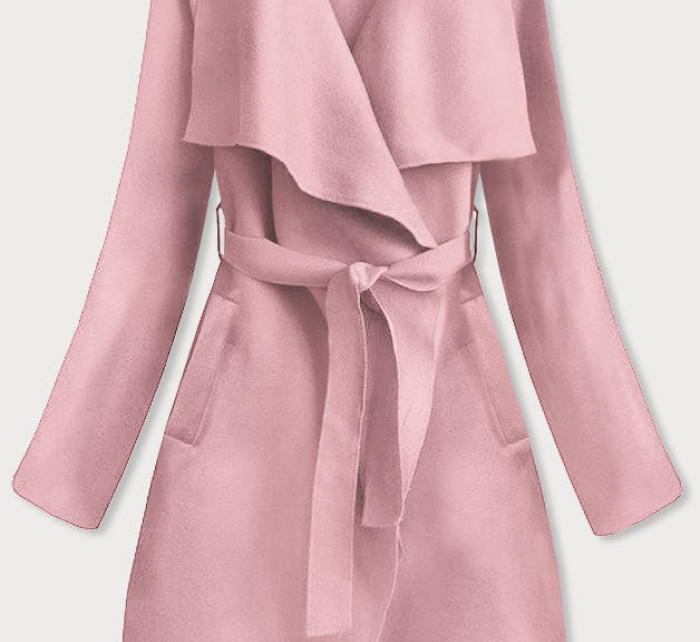 Anticky ružový dámsky minimalistický kabát (747ART)