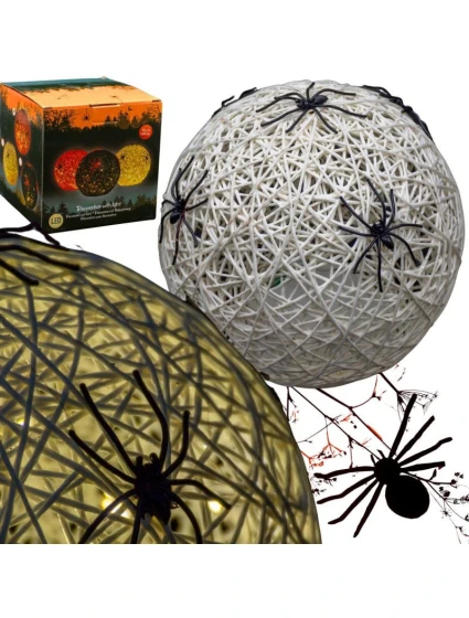 DEKORATÍVNA GUĽOVÁ LED PAVÚK LAMPA 15CM HALLOWEEN BIELA DEKORATÍVNA GUĽOVÁ LED PAVÚK LAMPA 15CM HALLOWEEN BIELA