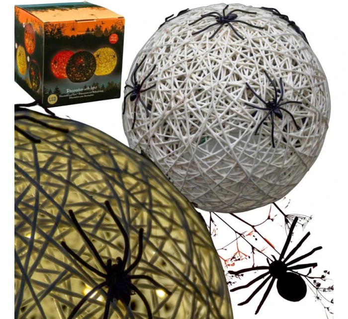 DEKORATÍVNA GUĽOVÁ LED PAVÚK LAMPA 15CM HALLOWEEN BIELA DEKORATÍVNA GUĽOVÁ LED PAVÚK LAMPA 15CM HALLOWEEN BIELA
