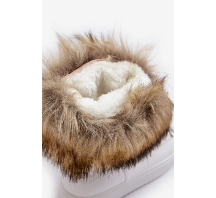 Damskie Śniegowce Sznurowane Białe Santero