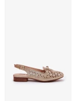 Dámske perforované baleríny s otvoreným podpätkom Navinnia - zlaté