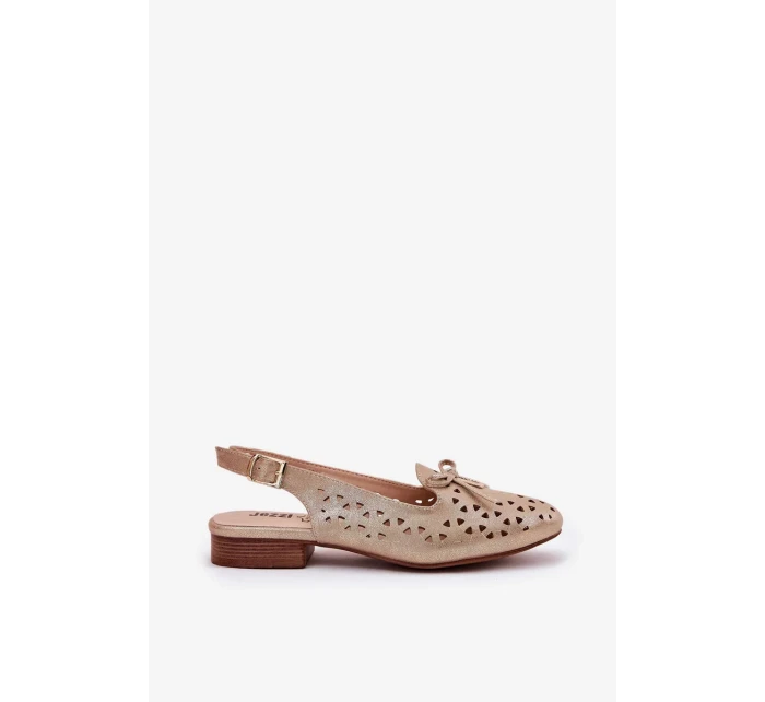 Dámske perforované baleríny s otvoreným podpätkom Navinnia - zlaté