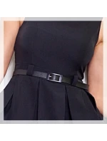 Dámske spoločenské šaty FOLD so skladmi a opaskom stredne dlhé čierne - Čierna - Numoco Dámske spoločenské šaty FOLD so skladmi a opaskom stredne dlhé čierne - Čierna - Numoco