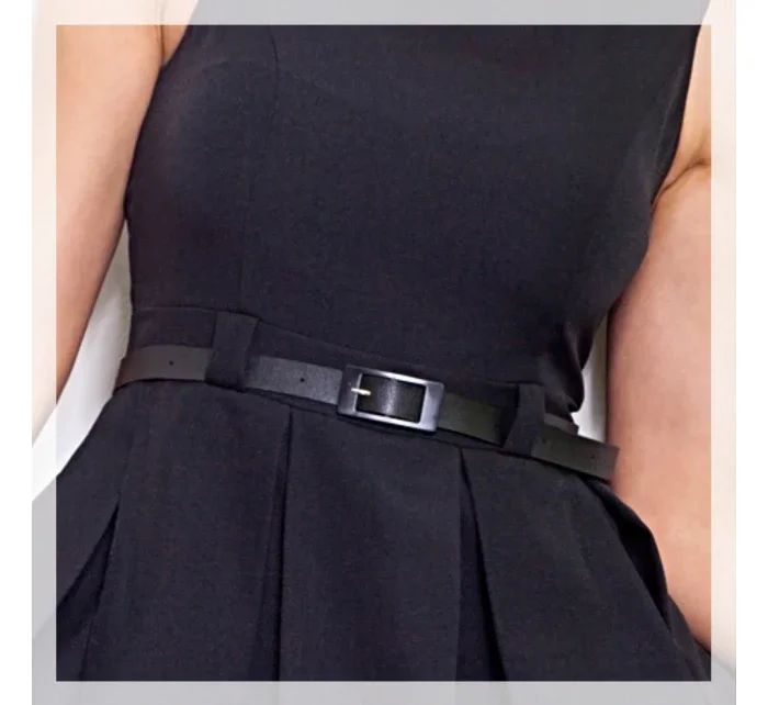 Dámske spoločenské šaty FOLD so skladmi a opaskom stredne dlhé čierne - Čierna - Numoco Dámske spoločenské šaty FOLD so skladmi a opaskom stredne dlhé čierne - Čierna - Numoco