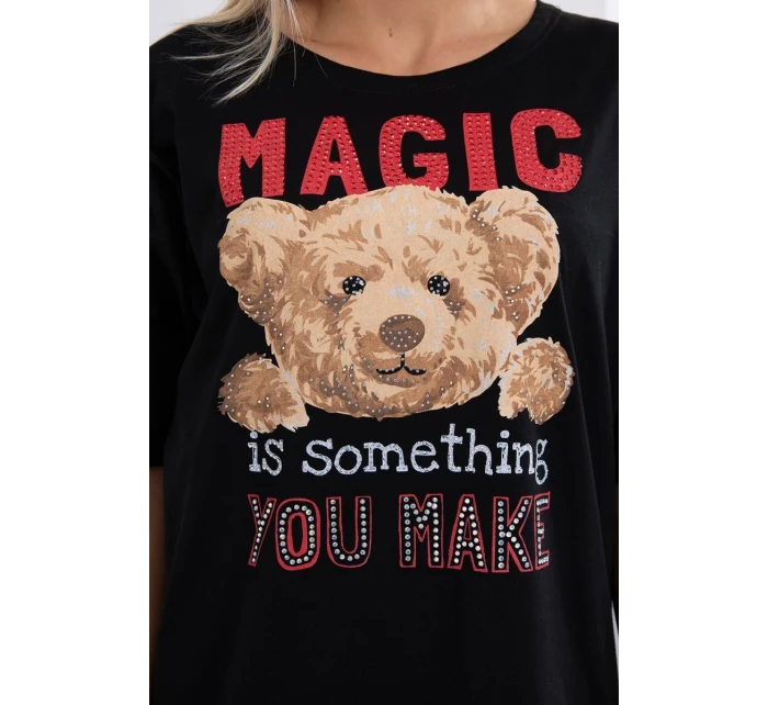 model 18746366 halenka s potiskem černá - K-Fashion