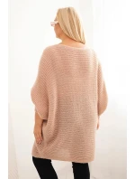 Dámsky sveter Plus Size s mohérovým pončom púdrovo ružová Dámsky sveter Plus Size s mohérovým pončom púdrovo ružová