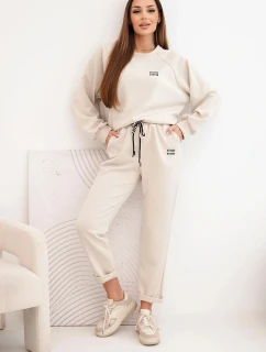 Dámska súprava z viskózy s mikinou a nohavicami béžová
