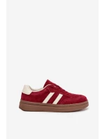 Sneakersy Damskie Zamszowe Na Platformie Bordowe Sylviona