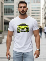 Pánske tričko s potlačou auta biele FashionStreet NX5015R