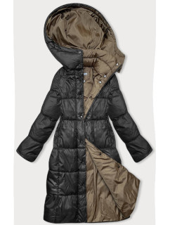 Dlhá čierna dámska zimná bunda (YP-22073-1)