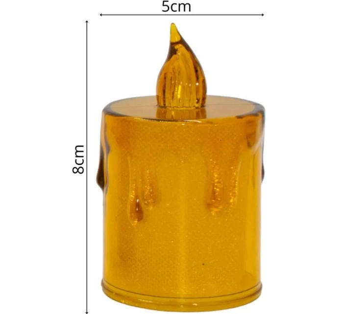 DEKORATÍVNA SVIEČKA 8 CM JANTÁROVÁ TEPLÁ BIELA 1 LED