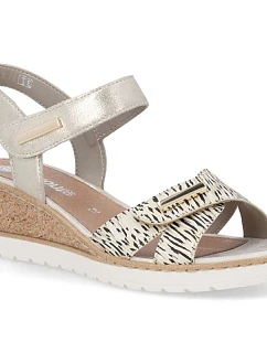 Dámské zlaté kožené sandály na platformě Remonte by model 22122449 - Rieker