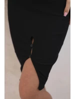 Dámska pruhovaná bavlnená sukňa s rozparkom a ozdobnými gombíkmi čierna Dámska pruhovaná bavlnená sukňa s rozparkom a ozdobnými gombíkmi čierna