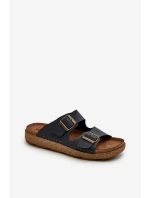 Lehké pohodlné pánské žabky s přezkami model 21665699 modré - Inblu