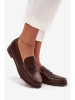 Mokasyny Loafersy Damskie Z Eko Skóry Czekoladowe Bessina Mokasyny Loafersy Damskie Z Eko Skóry Czekoladowe Bessina
