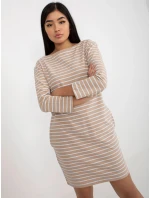 Dámske šaty LO SK LK 259.08 Béžová s bielou - Rue Paris