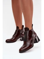 Lakované kožené členkové topánky 60560 bordovo hnedé - Zazoo