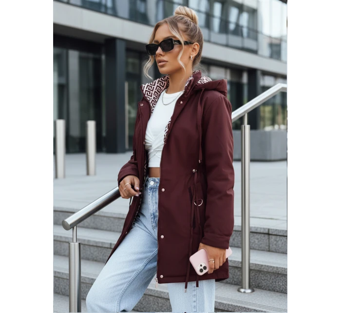 Dámska bunda parka s odnímateľnou kapucňou FashionStreet bordová TY5349