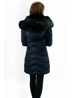 PIKOWANA KURTKA DAMSKA ZIMOWA Z KAPTUREM GRANATOWA model 21241781 - MHM