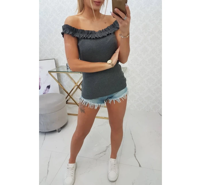 Trblietavá blúzka s volánikmi grafitová