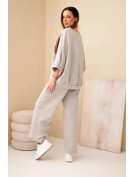 Dámsky viskózový maslový komplet so širokými nohavicami a voľnou blúzkou Fango