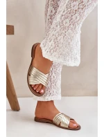 Kožené dámské pantofle Lewski Shoes model 21682360 zlaté - Boto