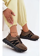 Dámské kožené semišové tenisky na platformě Vinceza 41520 tmavě zelené